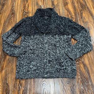 Men's Black‎ & Gray Cable Knit Sweater Cardigan Adam Levine Size M Long Sleeve